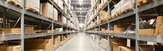 Warehouse with Cardboards on Shelf - Lead Image for Warehouses Page