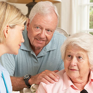 Elderly Couple Talking to Female Doctor - Lead Image forResidential Care Facilities Page
