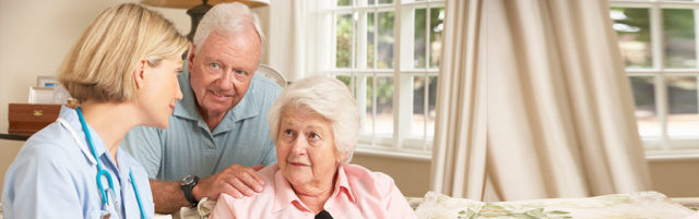 Elderly Couple Talking to Female Doctor - Lead Image forResidential Care Facilities Page