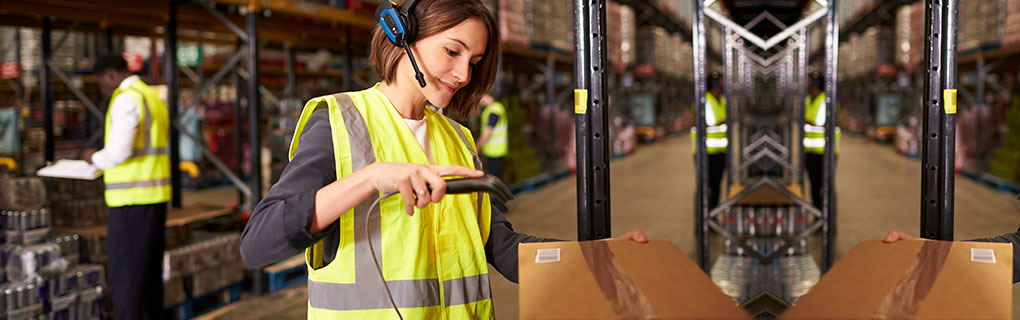 Inszone Insurance Wholesale & Distribution Page Banner - Warehouse Worker Using Barcode Scanner